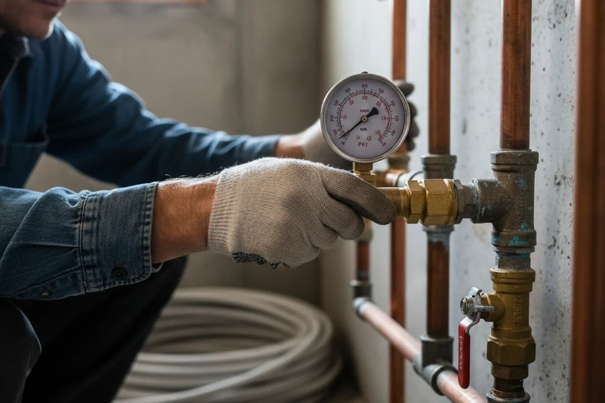 Pressure testing a repaired line during Water Line Repair in Scandia